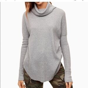 Aritzia‎ TNA Thermal Cowl Neck Tee Gray Sz S
